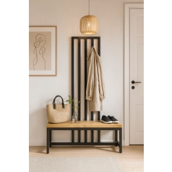 Ławka Metalowa Z Wieszakiem Loft Siedzisko Drewno Lite Dąb LM-76 Rozmiary od 50 cm do 200 cm